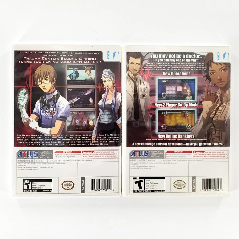 Trauma Center: Second Opinion & New Blood Nintendo Wii Complete Tested & Works